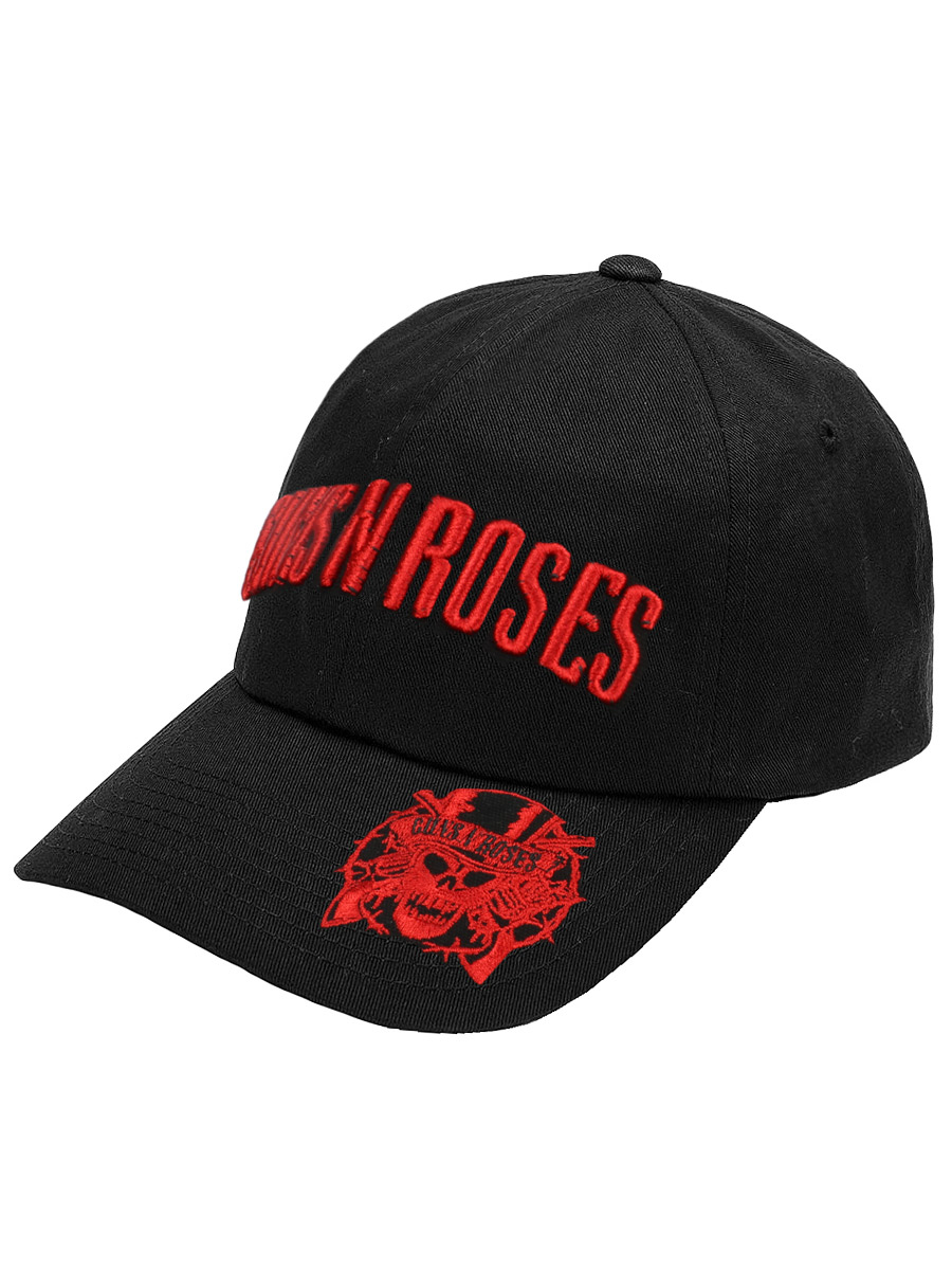 Бейсболка Guns N Roses с 3D вышивкой красная - фото 2 - rockbunker.ru
