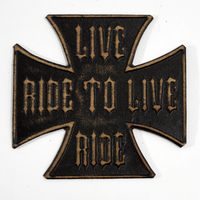 Нашивка кожаная Live To Ride Ride To Live коричневая - фото 3 - rockbunker.ru