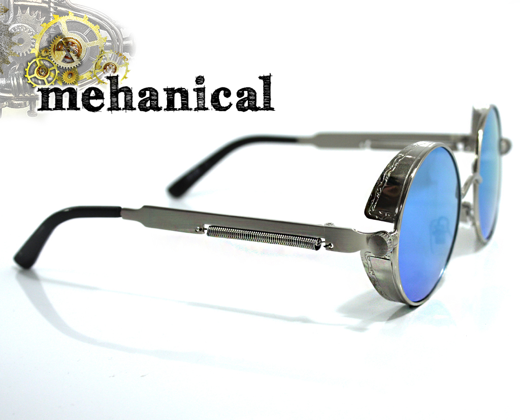 Очки солнцезащитные круглые Mechanical зеркальные с шорами - фото 7 - rockbunker.ru