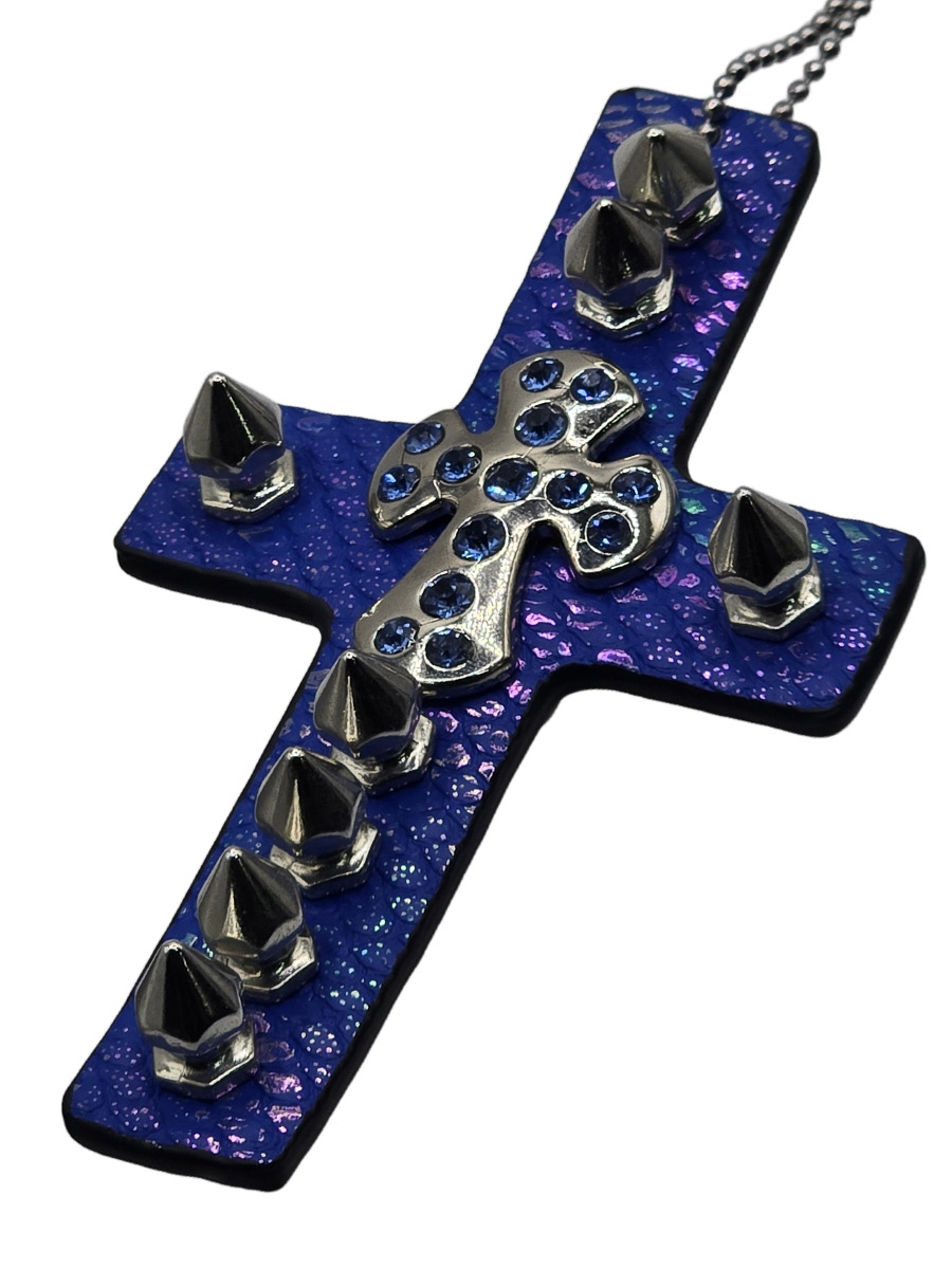 Подвеска Кресты с Шипами синий - фото 1 - rockbunker.ru