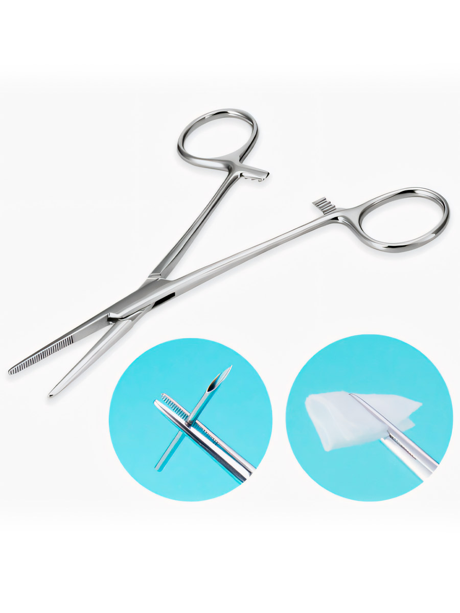 Зажим для пирсинга с фиксатором прямой - фото 1 - rockbunker.ru