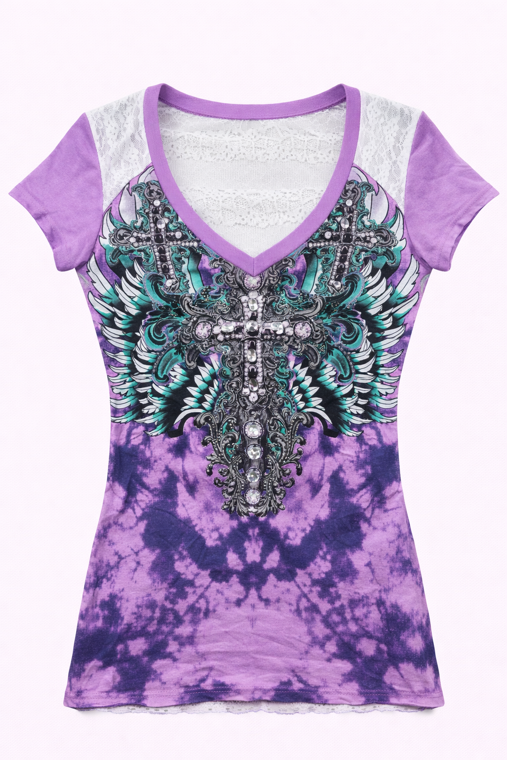 Футболка женская Xzavier AD7815PP  Wings and Crosses - фото 1 - rockbunker.ru