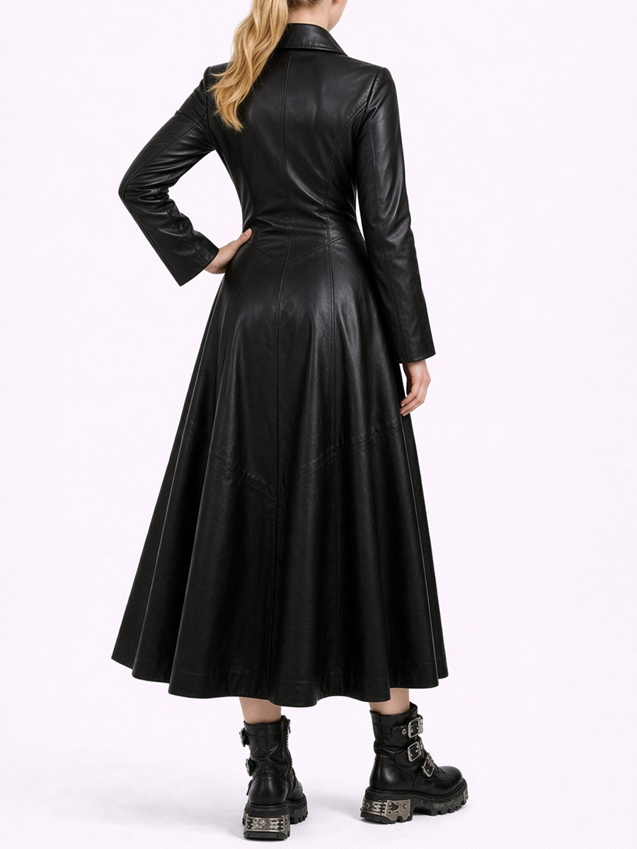 Плащ женский кожаный RockMerch классический - фото 2 - rockbunker.ru