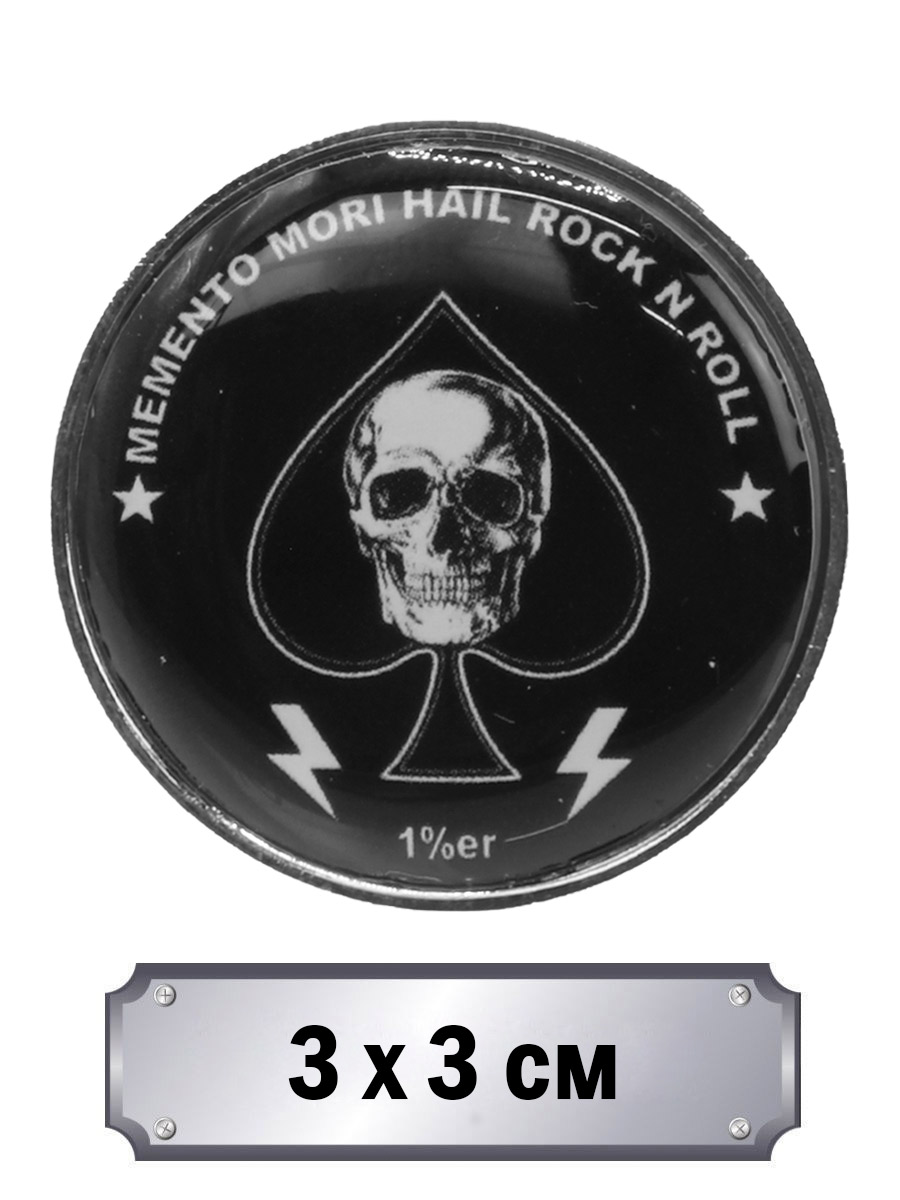 Значок Memento Mori Hail Rock N Roll - фото 1 - rockbunker.ru