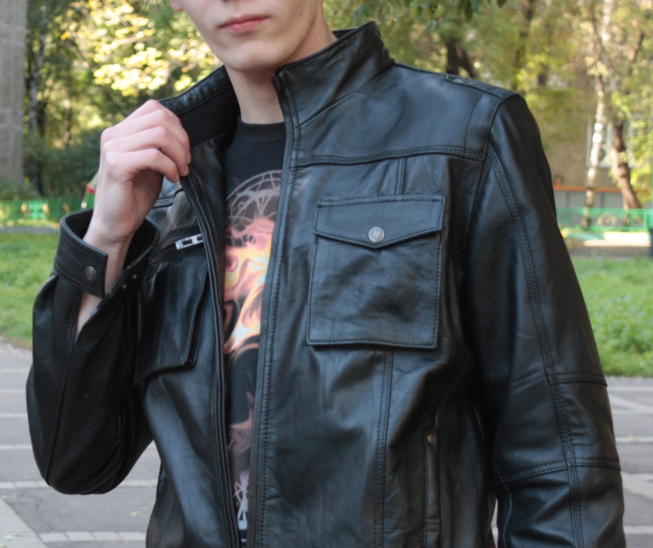 Куртка кожаная на молнии - фото 5 - rockbunker.ru