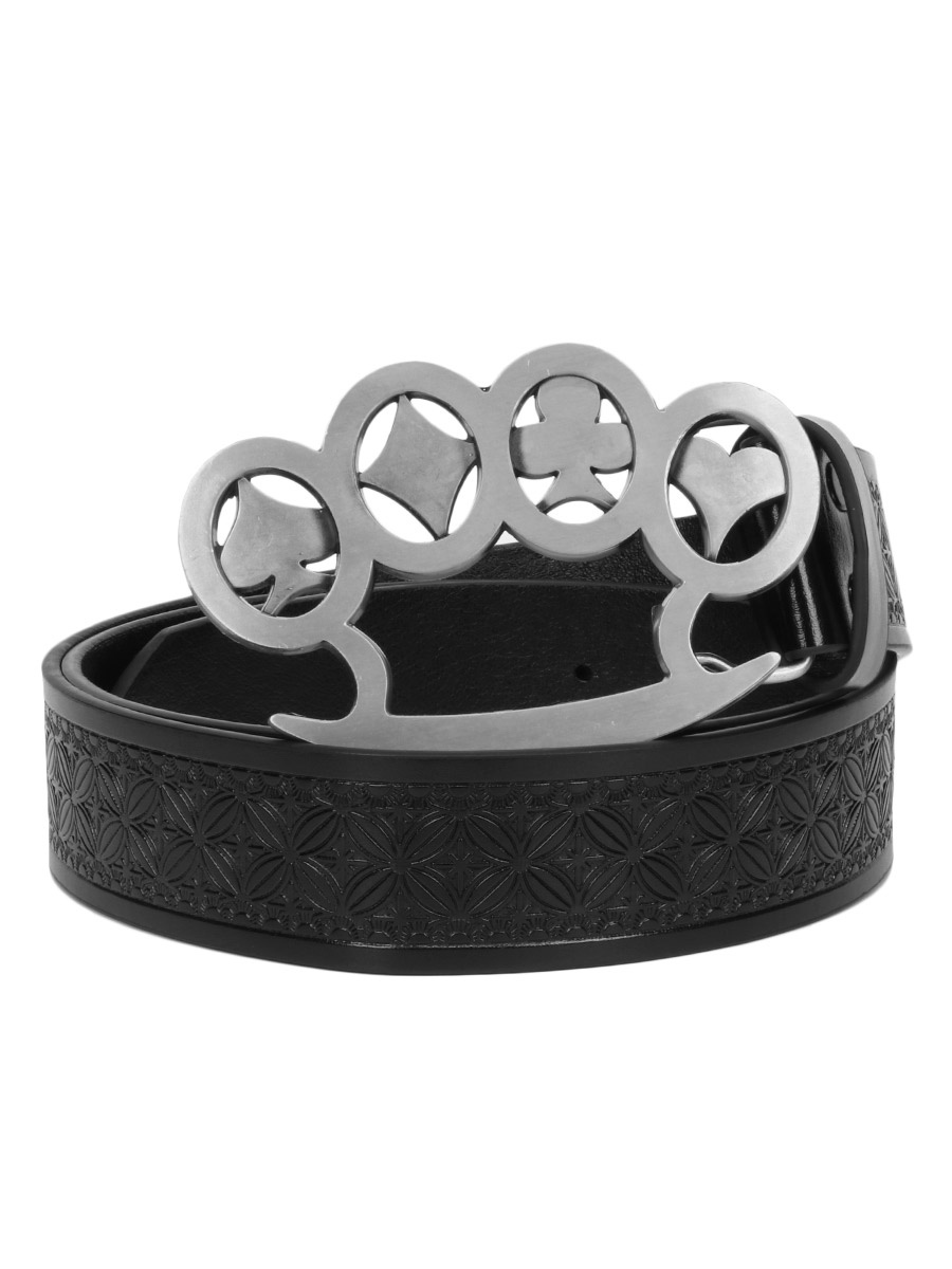 Ремень из экокожи с пряжкой Масть черный - фото 1 - rockbunker.ru