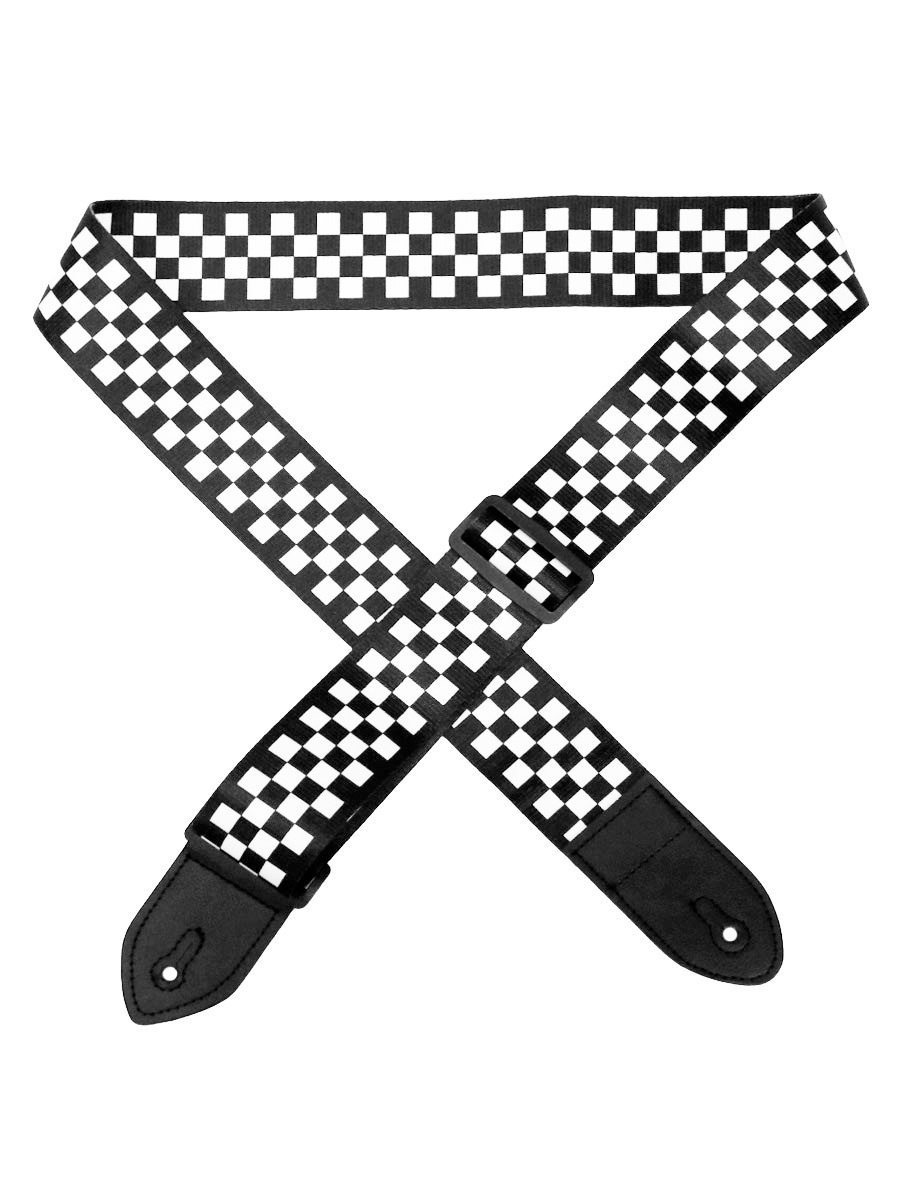 Ремень для гитары шелклвый Черно - Белая Клетка  - фото 1 - rockbunker.ru