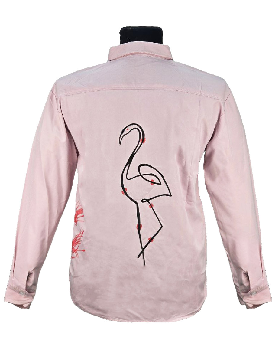 Рубашка кастомная Фламинго - фото 2 - rockbunker.ru