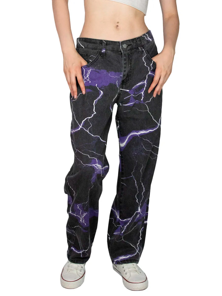Джинсы фиолетовая молния - фото 1 - rockbunker.ru