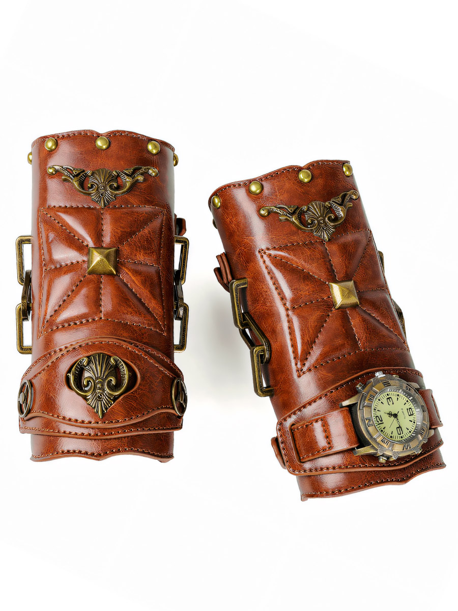 Наруч Стимпанк Парный с Часами. Цепь - фото 1 - rockbunker.ru