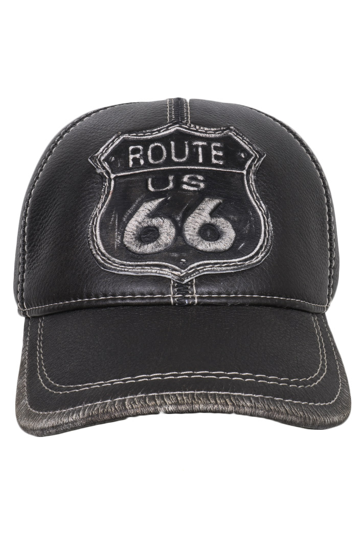 Бейсболка Route 66 кожаная - фото 2 - rockbunker.ru