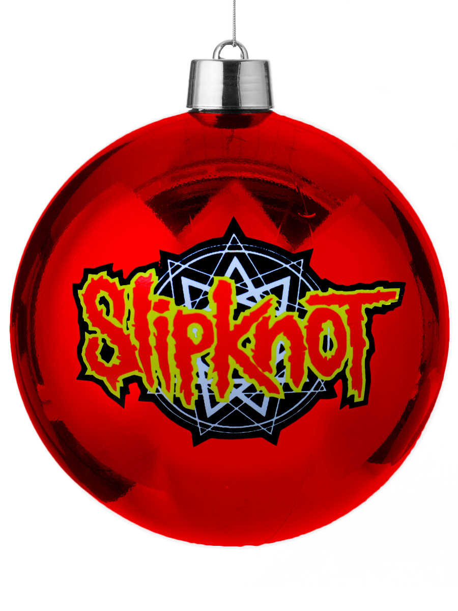 Елочный шар RockMerch Slipknot красный - фото 1 - rockbunker.ru