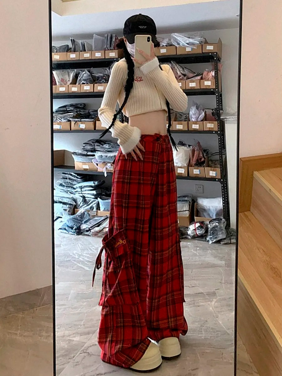 Штаны Летние Красная Клетка - фото 3 - rockbunker.ru