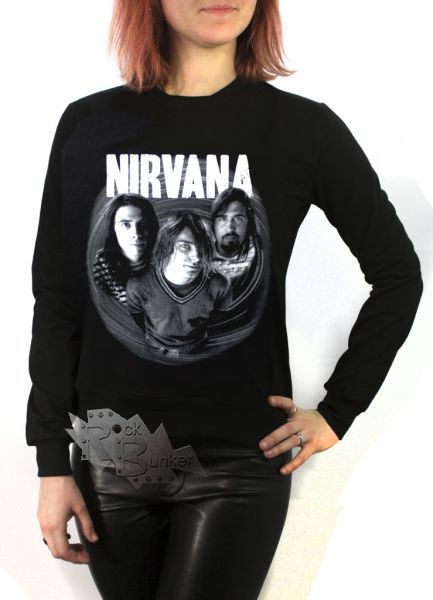 Свитшот RockMerch Nirvana черный - фото 1 - rockbunker.ru