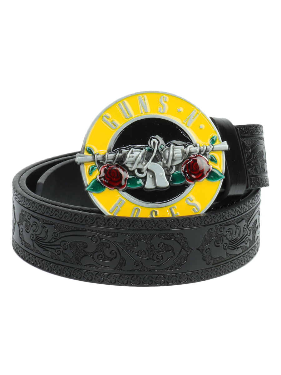 Ремень с пряжкой Guns n Roses черный - фото 1 - rockbunker.ru
