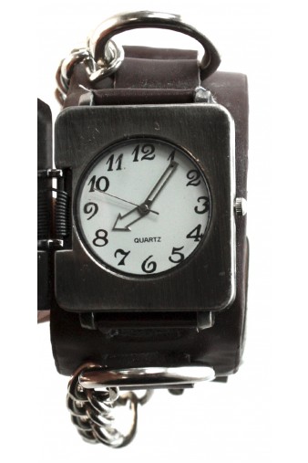 Часы наручные с крышкой Cross Pattee с кольцами и цепочкой на ремешке коричневые - фото 4 - rockbunker.ru
