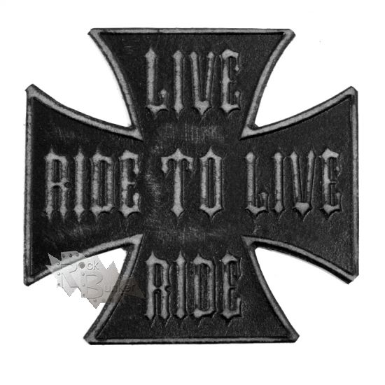 Нашивка кожаная Live To Ride Ride To Live коричневая - фото 1 - rockbunker.ru