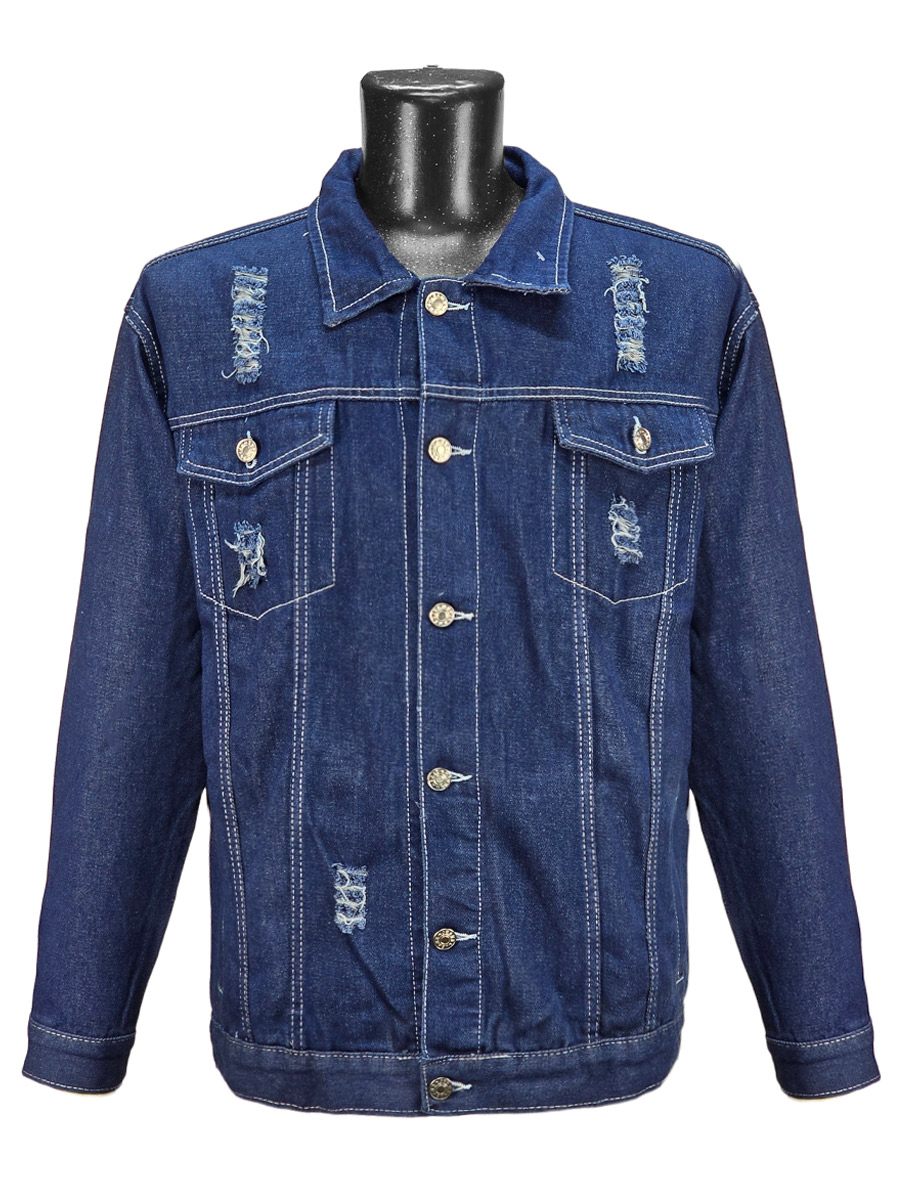 Куртка джинсовая синяя Care To Fight - фото 2 - rockbunker.ru