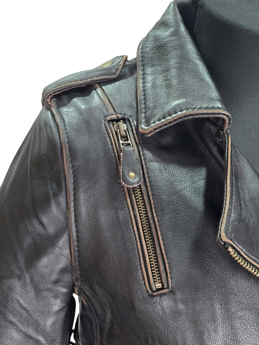 Косуха женская кожаная RockMerch KRM044ИBR - фото 3 - rockbunker.ru