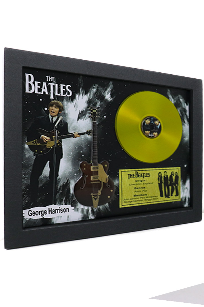 Сувенирный набор золотой диск The Beatles George Harrison - фото 2 - rockbunker.ru