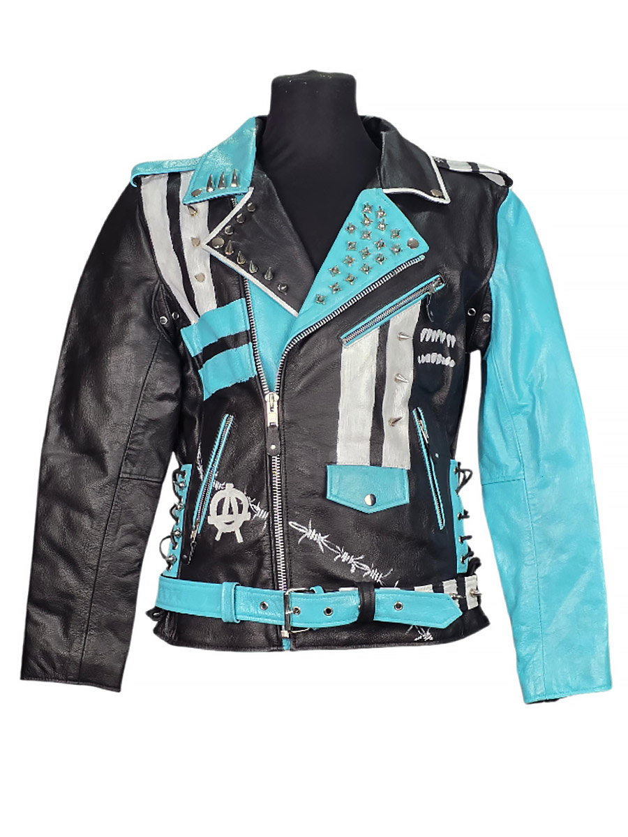 Косуха кастомная кожаная Blue - фото 1 - rockbunker.ru