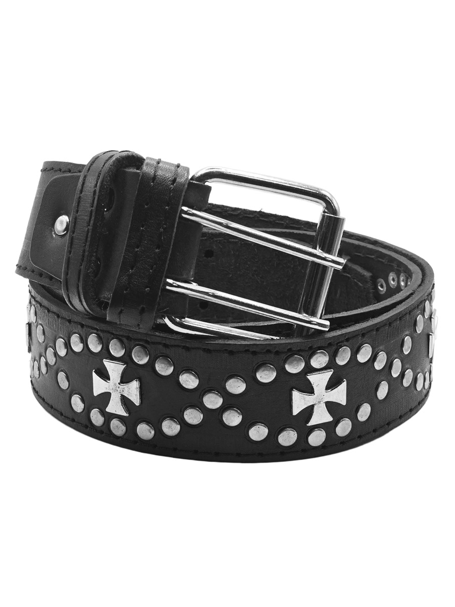 Ремень кожаный Rebel State крест 45мм - фото 1 - rockbunker.ru