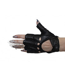 Перчатки кожаные без пальцев женские на кнопках - фото 2 - rockbunker.ru