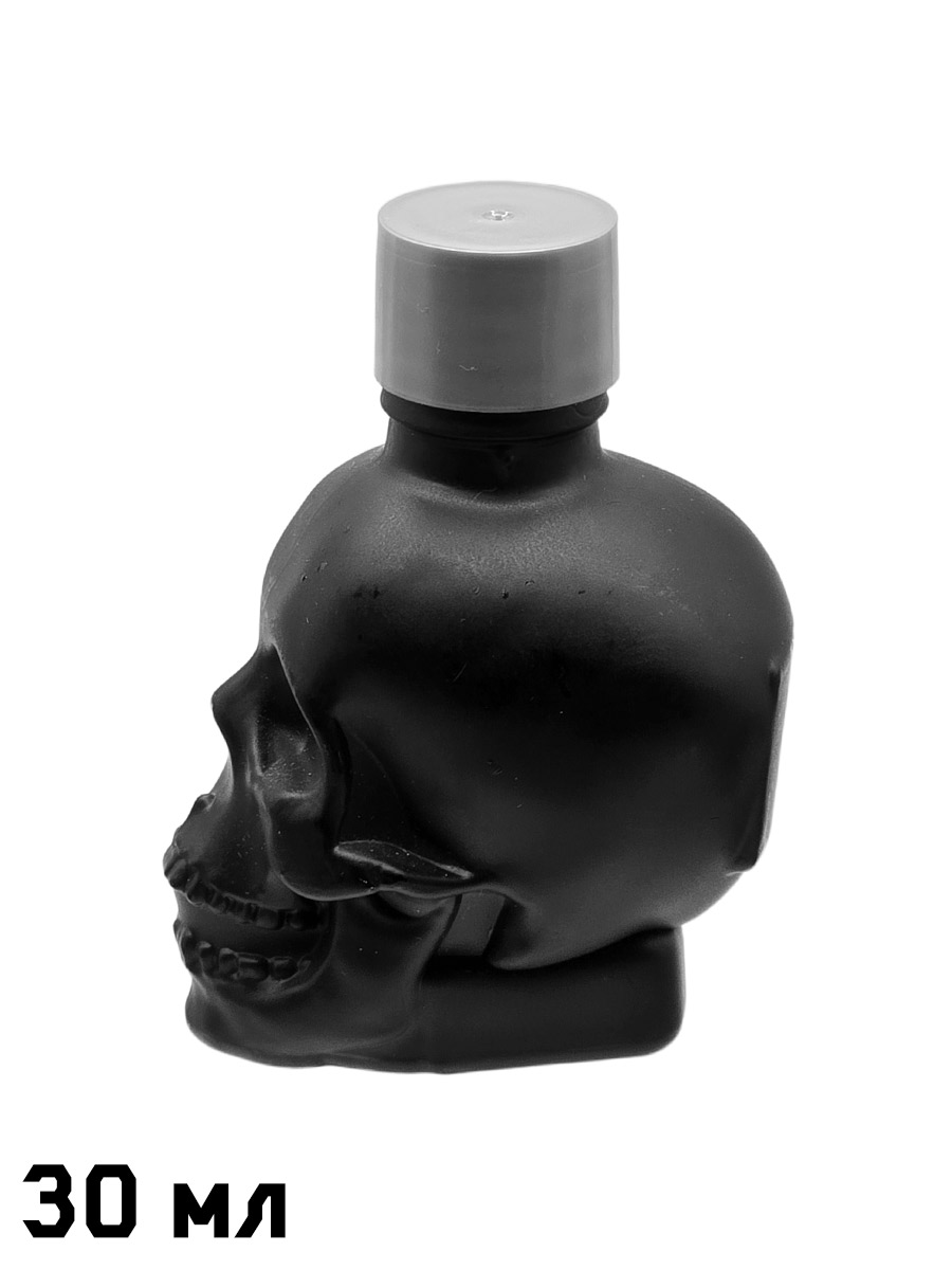 Флакон череп черный с крышкой 30 мл - фото 2 - rockbunker.ru