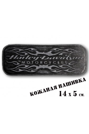 Нашивка кожаная Harley-Davidson Motorcycles чёрная - фото 1 - rockbunker.ru