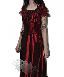 Платье из бордовой тафты с коротким рукавом - фото 1 - rockbunker.ru
