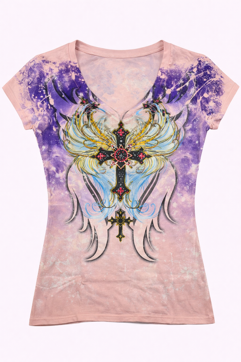 Футболка женская Xzavier AD008PK-SE Flying Birds & Cross - фото 1 - rockbunker.ru