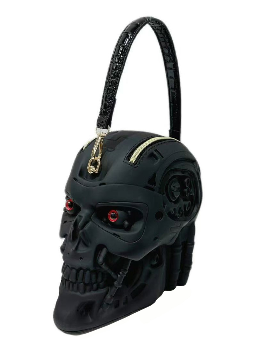 Сумка 3D Кибер-череп черная матовая - фото 1 - rockbunker.ru