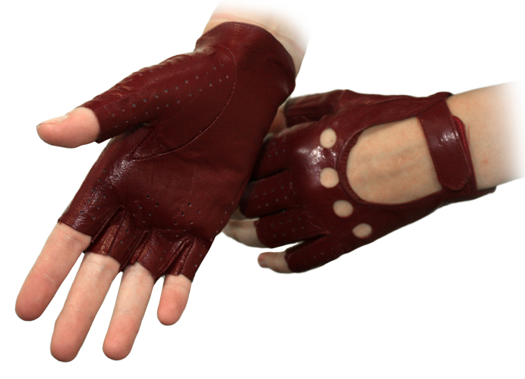 Перчатки кожаные без пальцев женские на липучке - фото 8 - rockbunker.ru