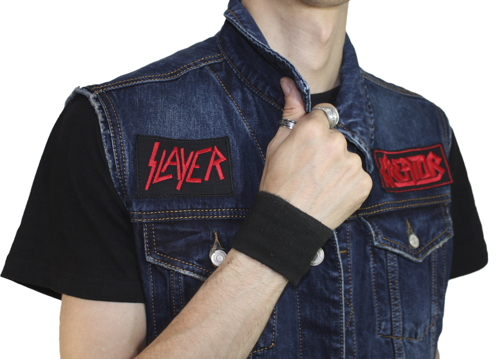 Жилет джинсовый с нашивками Slayer Kreator пентаграмма - фото 3 - rockbunker.ru