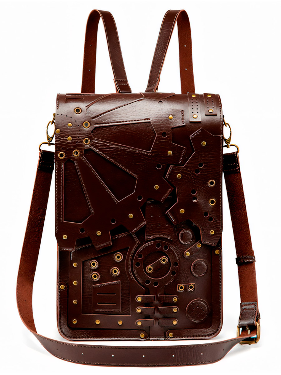 Рюкзак Стимпанк Шестеренки Темно-Коричневый - фото 1 - rockbunker.ru