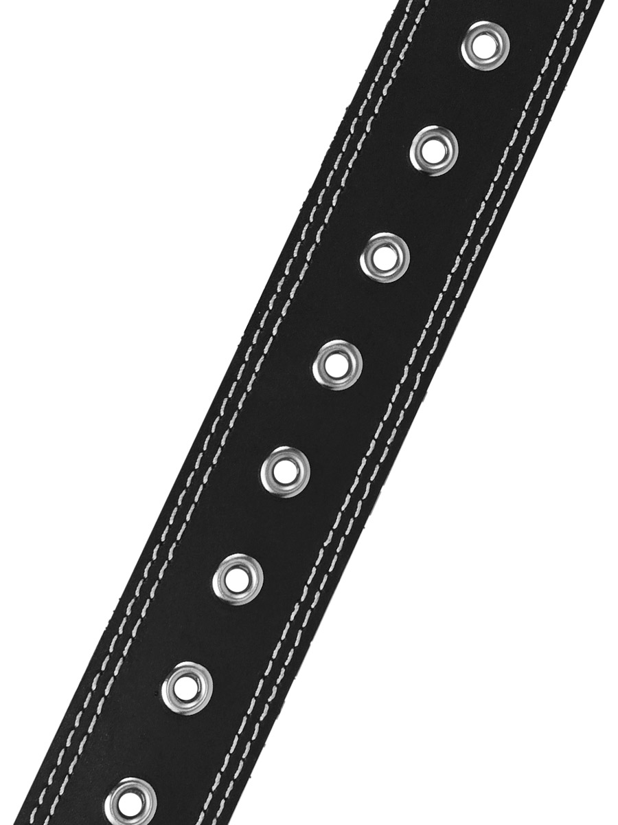 Ремень кожаный  Белая строчка Люверсы - фото 2 - rockbunker.ru