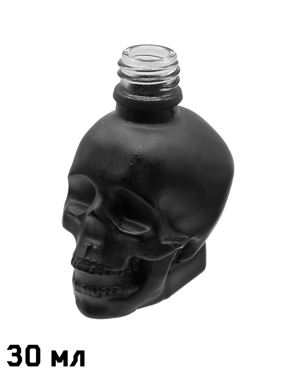 Флакон череп черный с крышкой 30 мл - фото 3 - rockbunker.ru