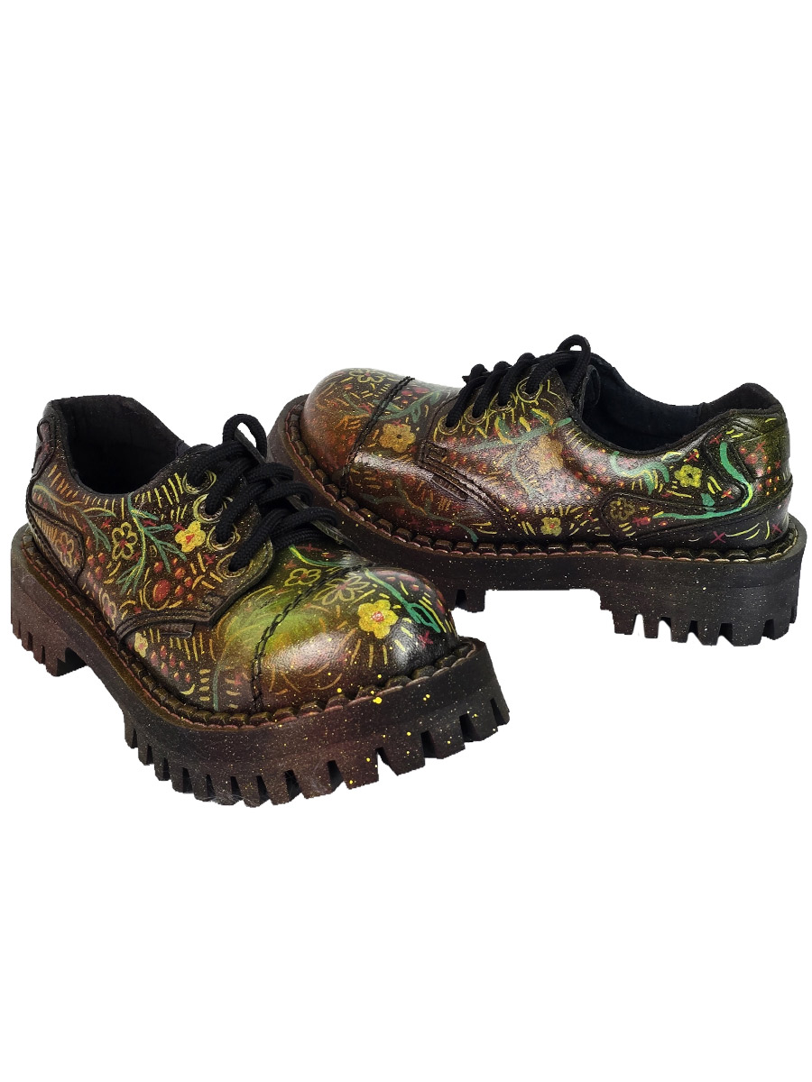 Полуботинки кожаные кастомные Хохлома  - фото 4 - rockbunker.ru