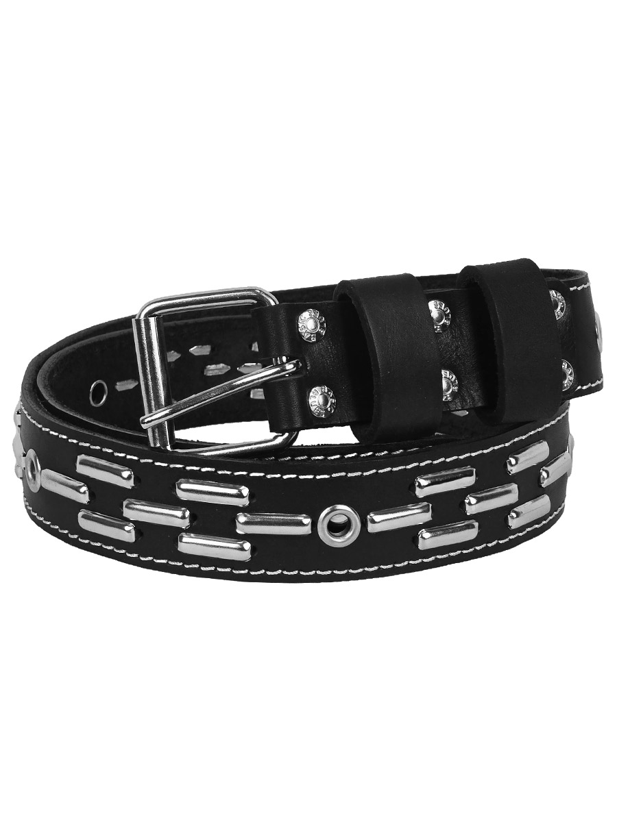 Ремень кожаный Rebel State Заклепки-Скобы Люверсы - фото 1 - rockbunker.ru