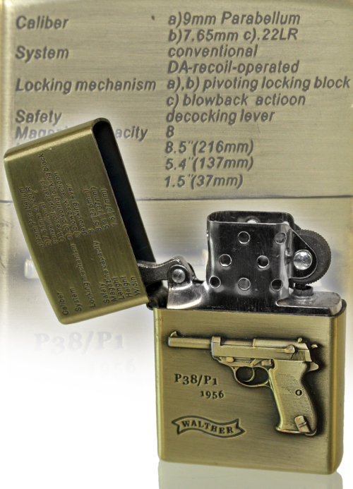 Зажигалка бензиновая JianTai Walther P38 P1 - фото 2 - rockbunker.ru