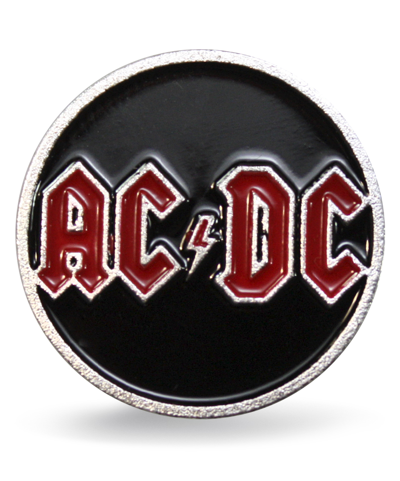 Значок алюминиевый AC DC - фото 1 - rockbunker.ru