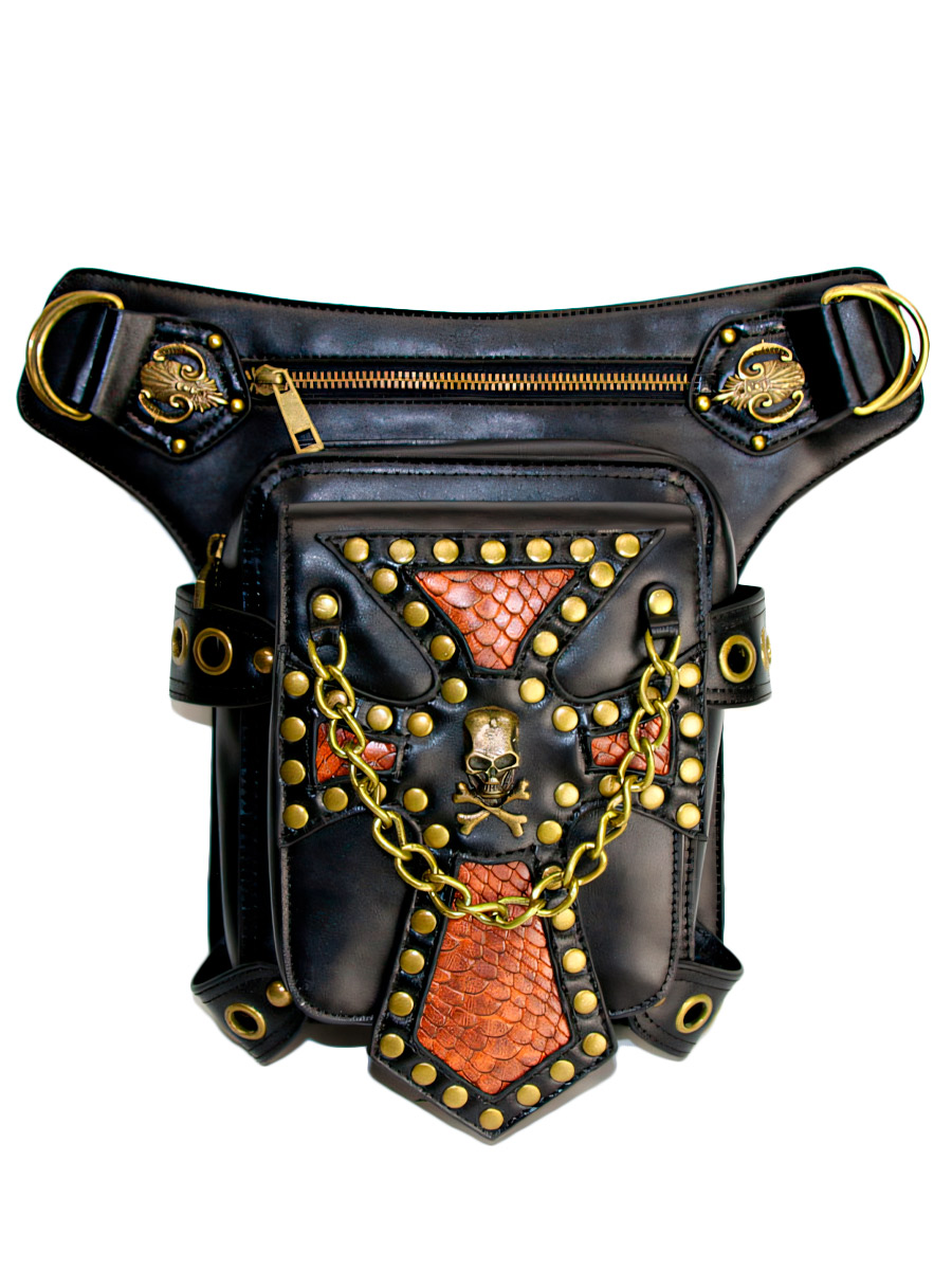 Сумка Стимпанк Универсальная Комбинированная с Цепью - фото 1 - rockbunker.ru