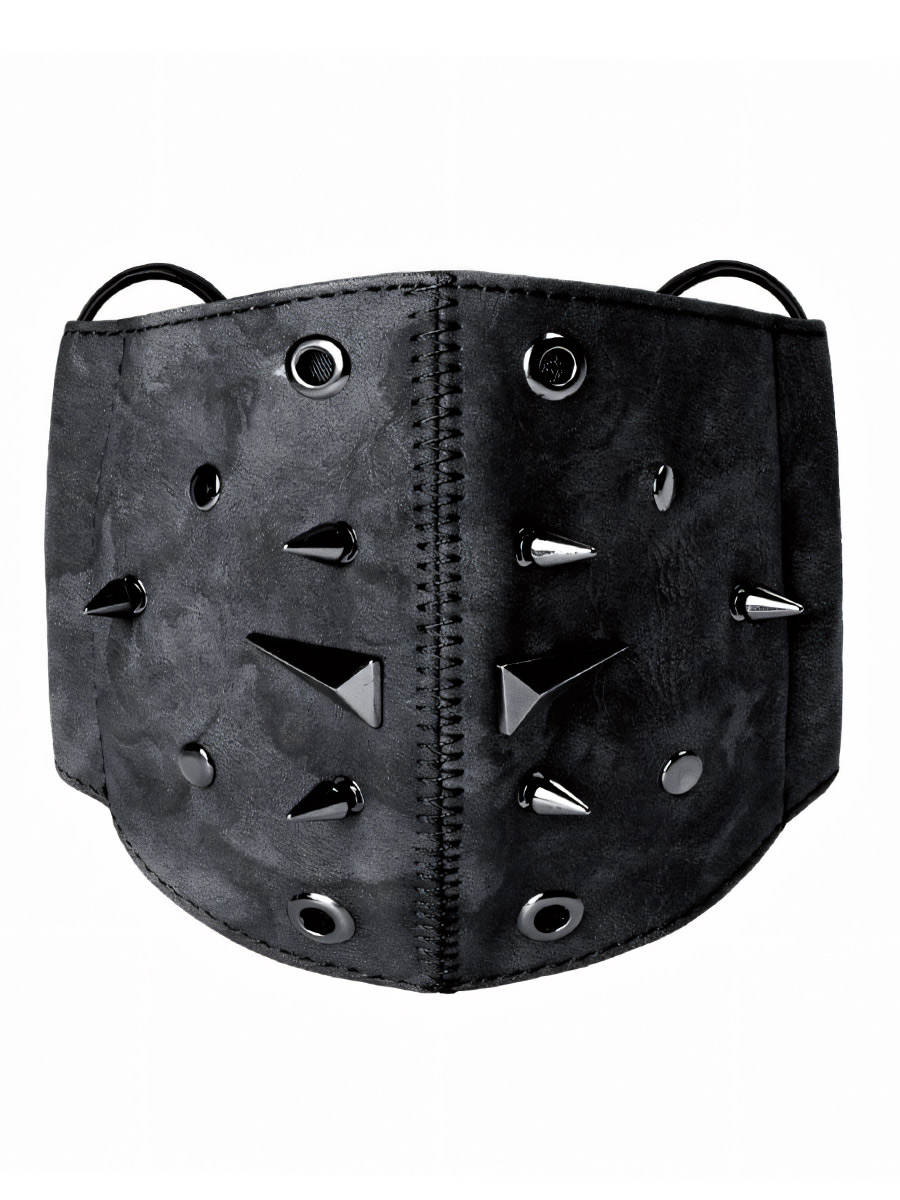 Маска Стимпанк Заклепки и Шипы Черная - фото 1 - rockbunker.ru