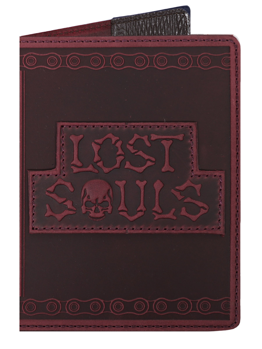 Обложка на паспорт Lost souls малиновая - фото 1 - rockbunker.ru