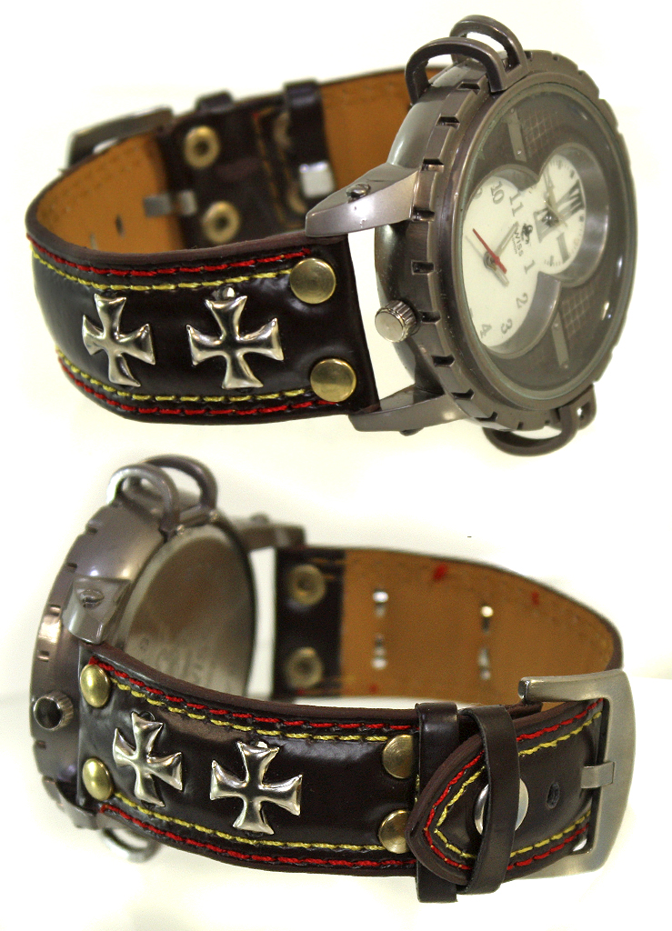 Часы наручные Swiss с кожаным браслетом - фото 3 - rockbunker.ru