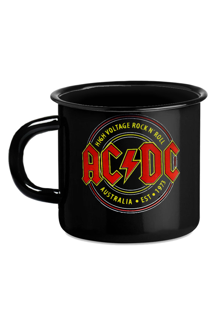 Кружка эмалированная AC DC - фото 1 - rockbunker.ru