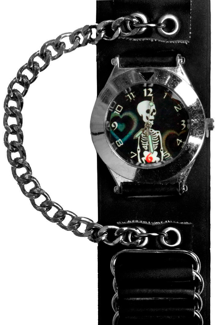 Часы наручные Скелет с цепочкой - фото 2 - rockbunker.ru