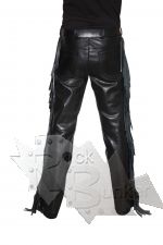 Штаны кожаные с лапшой мужские - фото 2 - rockbunker.ru