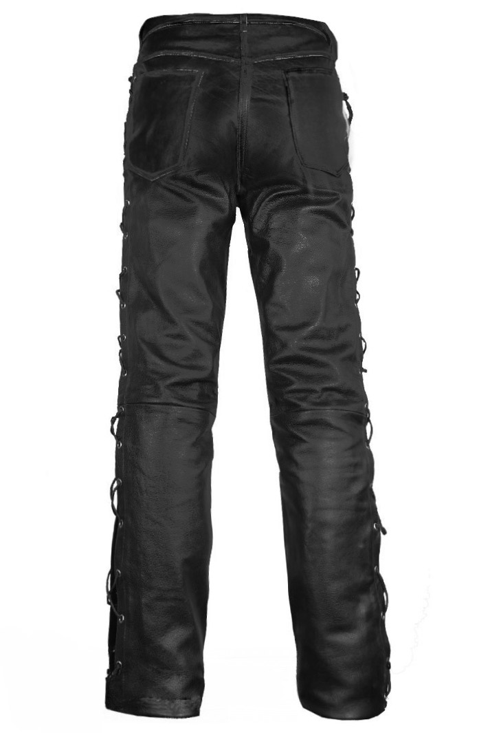 Штаны кожаные мужские шнур - фото 2 - rockbunker.ru