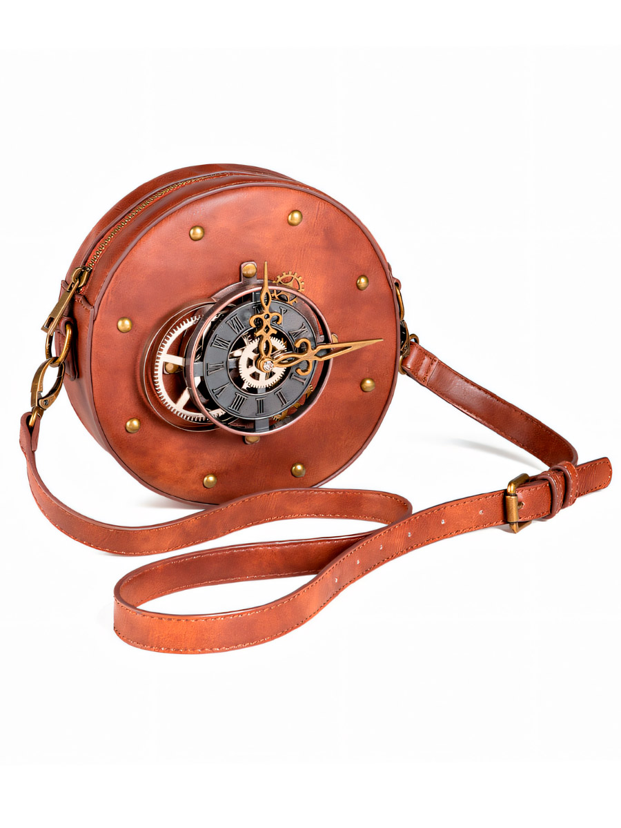 Сумка Стимпанк Круглая Часы - фото 1 - rockbunker.ru